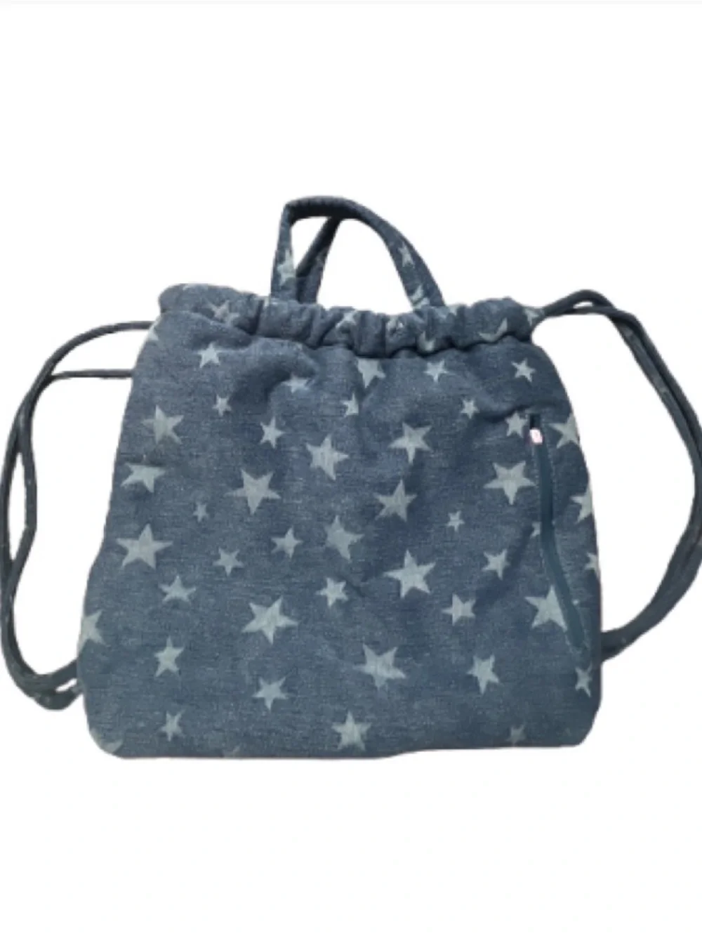Wildfox Blue Star-Print Denim Drawstring Summer‎ bag Backpack